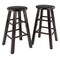 Contemporary Home Living Set of 2 Espresso Brown Solid Wood Counter Stools 23.75"